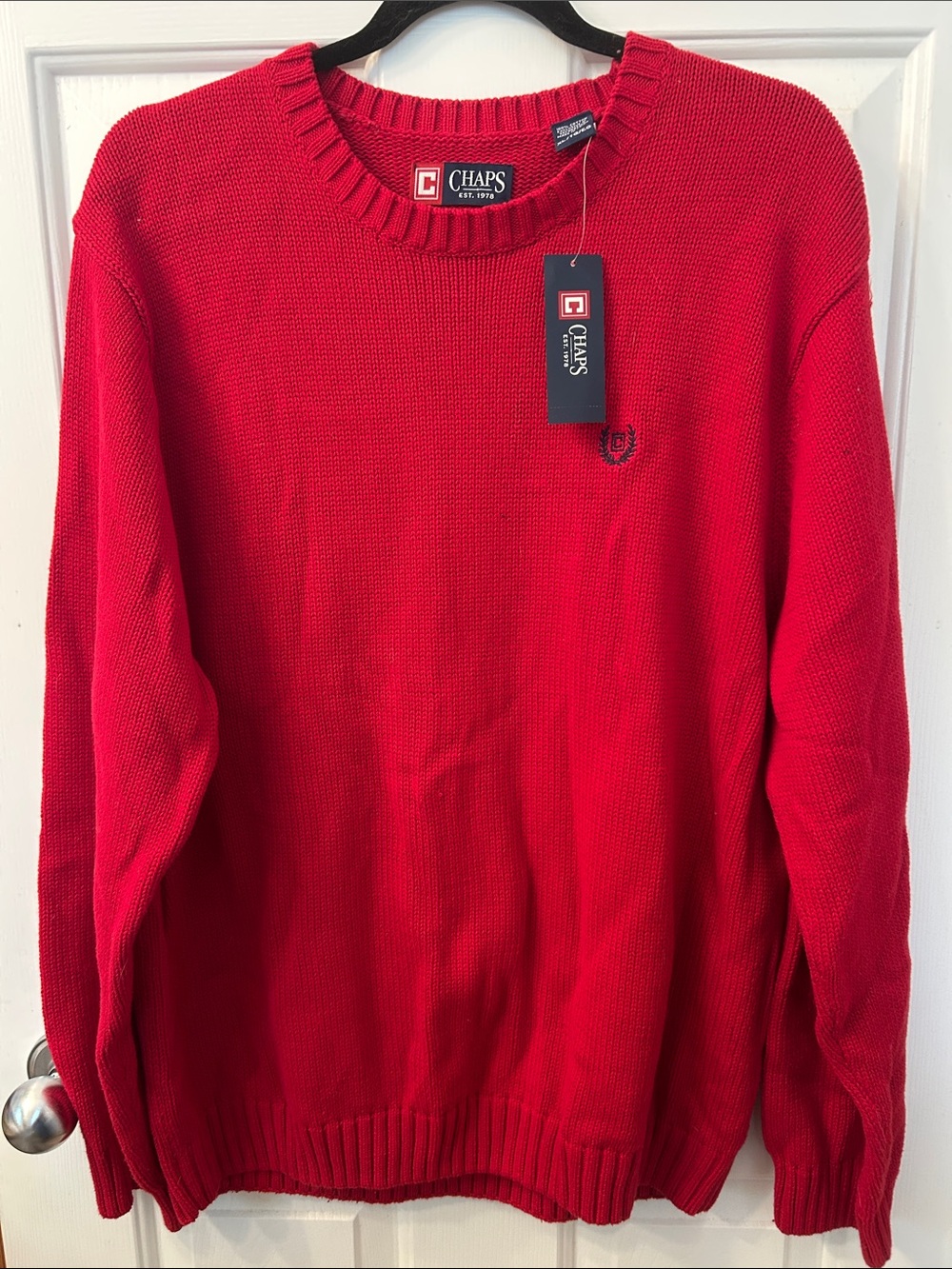 Chaps Men's Bright Red Crewneck Knit Sweater